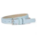 Light blue crocodile pattern women belt with silver pin buckle, stylish casual strap. - 105*1.8cm / Sky Blue