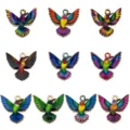 Mixed set of 10 colorful oil drip alloy hummingbird charms for DIY jewelry making projects - Dripping Oil Print Hummingbird (SN1718) / 10 Pieces/Pack / Multicolor