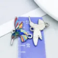 Silver finish alloy hummingbird charm with colorful enamel details for DIY jewelry - Colorful Drip Oil Hummingbird (27584) / 1 Piece/Pack (16x25mm)