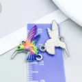 Colorful rainbow enamel oil-drop hummingbird alloy pendant charms for DIY jewelry making - Colorful Drip Oil Hummingbird (27587)