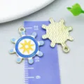 Blue and yellow enamel ship wheel charm pendant for creative DIY jewelry making - Ship Helm (27416) / 1 Piece (24*21mm) / Blue