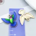 Vibrant colorful hummingbird enamel charm with KC gold back for DIY jewelry making - Spreading Wings Hummingbird (27616) / 1 Piece (19x21mm) / Blue