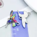 Colorful enamel hummingbird charm connector pendant for DIY necklace bracelet making - Colorful Drip Oil Hummingbird (27588)