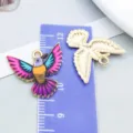 Colorful enamel hummingbird charms in KC gold finish for DIY jewelry making accessories - Spreading Wings Hummingbird (27617) / 1 Piece (19x21mm) / Rose Pink