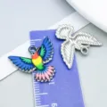 Handmade colorful enamel hummingbird pendant charm for DIY jewelry making accessories - Spreading Wings Hummingbird (27643) / 1 Piece/Pack / Blue