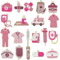 Set of 20 mixed pink enamel medical charms for DIY jewelry making with nurse theme - Medical Series Mix (SN1762) / 20 Pieces Set / Pinkish