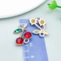 Exquisiter roter und grüner Kristall Kirschanhänger für DIY Schmuckherstellung - Doppelhängender Roter Strass-Stil (23394) / 1 Stück (19x15x5mm) / Rot