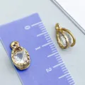 Ciondolo in zircone placcato oro KC di alta qualità per la creazione di gioielli fai-da-te - Forma a Goccia (27791) / 1 Pezzo (12.5*7*5mm) / oro kc