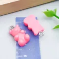Rose red resin gummy bear pendant with metal loop for DIY jewelry making - Bear Candy (12575) / 1 Piece (10x20mm)