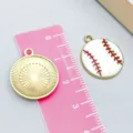 Handmade DIY jewelry accessories baseball enamel sports style alloy pendant charms - 1 Piece/Pack (21*18mm) / White Baseball