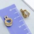 Ciondolo rotondo placcato oro KC con zircone trasparente per gioielli e collane DIY - Forma Rotonda (27793) / 1 Pezzo (12*8*5mm) / oro kc