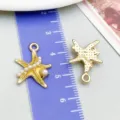 Starfish alloy pendant with yellow enamel and white pearls for DIY jewelry craft - Ocean Pearl Starfish (27705)