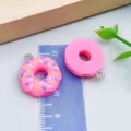 Adorable pink resin donut charms for DIY jewelry making featuring colorful sprinkles - Round Donut (17181) / 1 Piece (18x21mm)