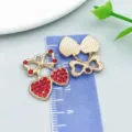 Handgefertigte rote Strass Kirsche Anhänger für DIY Schmuckherstellung Bastelzubehör - Bogen Roter Strass Große Kirsche (23400)