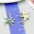 Seafoam green starfish charm pendant with pearls for DIY jewelry making - Ocean Pearl Starfish (27706)