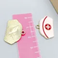 Handmade pink enamel nurse cap alloy pendant charm for DIY medical jewelry accessories - Nurse Hat (23055) / 1 Piece/Pack (25*18mm) / Pink