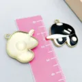 Black and white enamel baseball cap charms with gold finish for DIY jewelry making - 1 Piece (24*25mm) / Black Baseball Helmet