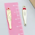 Enamel medical thermometer alloy charm with red oil drop detail for handmade DIY jewelry - White Medical Thermometer Shape