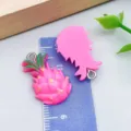Rose red resin dragon fruit charms for DIY handmade jewelry making crafts accessories - Long Dragon Fruit (24383)