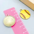 Yellow baseball softball alloy pendant with ruler scale for DIY handmade jewelry crafts - 1 Piece/Pack (21*18mm) / Yellow Baseball
