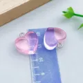 Ciondoli a forma di cuore in resina sfumata viola e rosa per creazione gioielli DIY - Cuore Acrilico Trasparente Rosa (23863) / 1 Pezzo (17*18mm) / Rosa