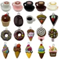 Set van 20 gemengde miniatuur hars voedsel bedeltjes, koffie, donuts en ijsjes - Gemengd 20 Hars Voedsel Koffiekopje Serie (SN1749) / Set van 20 Stuks