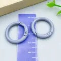 Grey painted metal spring O-ring carabiner clasp for DIY jewelry and bag hardware - Round Spring Buckle (26307) / 1 Piece/Pack (25mm/18mm) / Gray