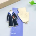 Abschluss akademische Robe Emaille Legierung Anhänger Charme für DIY Schmuck Zubehör - Talar Stil (18789) / 1 Stück/Packung (30*20mm) / Blau