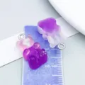 Purple gradient resin gummy bear charms with metal loops for DIY jewelry making craft - Bear Candy (12561) / 1 Piece/Pack (10x20mm) / Pink Purple Gradient