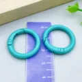 Teal painted round spring gate rings with measurement scale for DIY keychains and jewelry - Turquoise