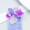 Purple gradient resin gummy bear charms with silver glitter for handmade DIY jewelry making - Bear Candy (12564)