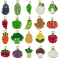 Assorted colorful enamel alloy cartoon vegetable charms for DIY jewelry making kits - Enamel Vegetable Series (SN1771) / 20 Pieces Set / Multicolor