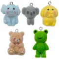 Assorted colorful flocked resin cartoon animal charms for DIY jewelry making - Mixed Animal Set (SN1711) / 5 Pieces