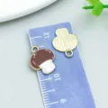 Cute brown enamel mushroom charm with golden back plating on ruler for size reference - Mushroom (27953) / 1 Piece (15*12mm) / Brown