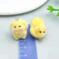 Cute yellow flocked puppy charm pendant accessory for DIY handmade jewelry making projects - Rabbit (27481) / 1 Piece/Pack (26*20*19mm) / Yellow