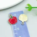 Handmade DIY jewelry charm accessory featuring a red bell pepper enamel pendant on a ruler - Bell Pepper (27955) / 1 Piece/Pack (16*12mm) / Red