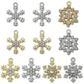 Set of 10 rhinestone snowflake charms in gold and silver for DIY jewelry making accessories - Assorted Point Drill Christmas Snowflakes (SN1650) / 10 Pieces/Pack