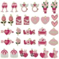Set of 30 assorted pink enamel alloy charms for Valentine's Day DIY jewelry crafts and arts - Enamel Valentine Series (SN1658) / 30pcs Mixed Set / Pink Series