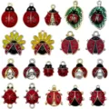 Mixed 20pcs colorful enamel ladybug charms and insect pendants for DIY jewelry making - Enamel Beetle Series (SN1646) / 20 Pieces Set / Colorful
