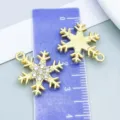 Sparkling KC gold snowflake pendant with rhinestones for DIY jewelry making accessories - Rhinestone Snowflake (27051) / 1 Piece (21.5*16mm) / KC Gold