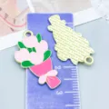 Pendentif en émail bouquet rose avec dos doré accessoire de bricolage - Bouquet de Roses (27188)