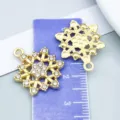 KC gold snowflake charms with clear rhinestones for DIY jewelry making and crafts - Hollow Rhinestone Snowflake (27055) / 1 Piece/Pack (23*17mm) / KC Gold