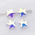 Iridescent transparent glass star beads with large hole design for DIY jewelry making - Transparent White AB Rainbow Style (26716) / 1 Piece (8x8mm)