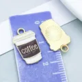 Schattige hanger van koffiekopjes van legering met emaille voor het maken van sieraden - Koffiekop (21182) / 1 Stuk (18*11mm) / koffiekleur