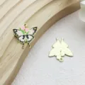Close-up of colorful enamel butterfly and tulip pendant charms for jewelry making - Tulip Flower Butterfly (18107) / 1 Piece (23x25mm) / Pink