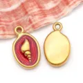 Gold plated stainless steel conch shell pendant with red enamel inlay for jewelry DIY crafts - Stainless Steel Red Drip Oil Snail Style (T1703)