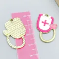 Pink enamel medical stethoscope and nurse outfit charm pendant for DIY jewelry accessories - 1 Piece (31*21mm)