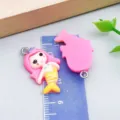 Cute cartoon pink resin mermaid charms for DIY handmade jewelry making accessories - Mermaid Princess (24486)
