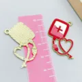 Red enamel medical bag and heart stethoscope charm for DIY jewelry making crafts - Red Infusion Bottle Shape