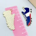 Sneaker alloy pendant for DIY jewelry making with blue white and red enamel finish - 1 Piece (17*32mm) / Blue Baseball Shoe